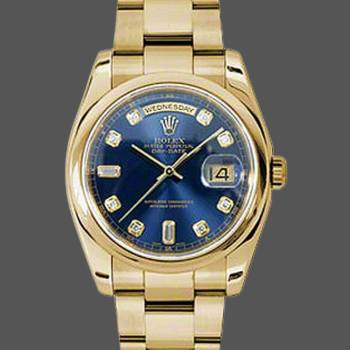 Rolex Day-Date 118208 Blue Diamond Dial 36mm Unisex Watch (w15325683)