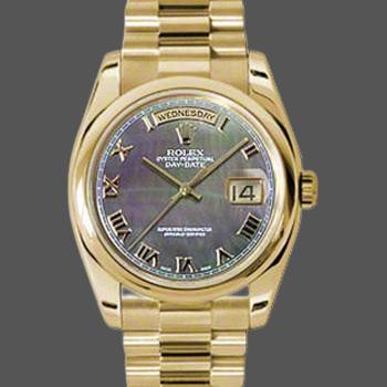 Rolex Day-Date 118238 Dark Mother Of Pearl Dial Yellow Gold 36mm Unisex Watch (w15325684)