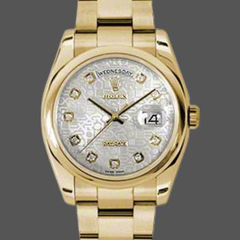 Rolex Day-Date 118208 Silver Diamond Jubilee Dial 36mm Unisex Watch (w15325686)