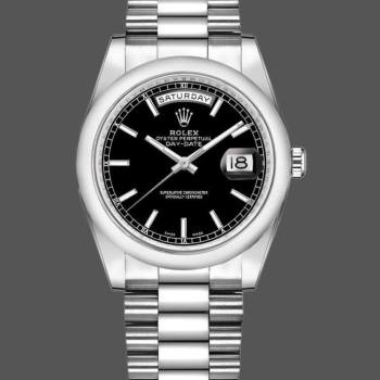Rolex Day Date 118206 Platinum Black Dial 36mm Unisex Watch (w15325688)