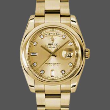 Rolex Day-Date 118208 Champagne Diamond Dial 36mm Unisex Watch (w15325690)