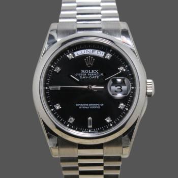 Rolex Day Date 118206 Black Diamond Dial 36mm Unisex Watch (w15325691)