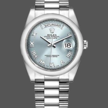 Rolex Day-Date 118206 Ice Blue Roman Numeral Dial 36mm Unisex Watch (w15325694)