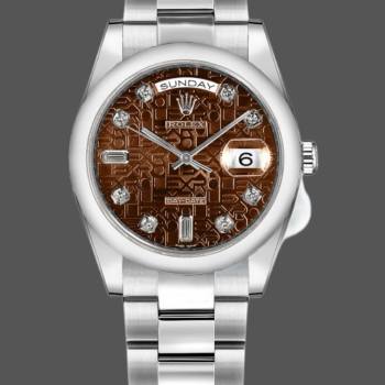 Rolex Day-Date 118209 Jubilee Chocolate Brown Diamonds Dial 36mm Unisex Watch (w15325697)