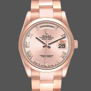 Rolex Day-Date 118205 Rose Gold Pink dial 36mm Unisex Watch (w15325701)