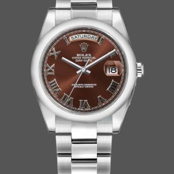 Rolex Day-Date 118209 Chocolate Brown Diamonds Dial 36mm Unisex Watch (w15325705)
