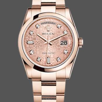 Rolex Day-Date 118205 Rose Gold Pink Jubilee Diamond Dial 36mm Unisex Watch (w15325706)