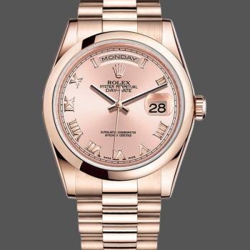 Rolex Day-Date 118205 Rose Gold Pink dial Automatic 36mm Unisex Watch (w15325707)