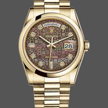 Rolex Day-Date 118208 Black MOP Diamond Dial 36mm Unisex Watch (w15325708)