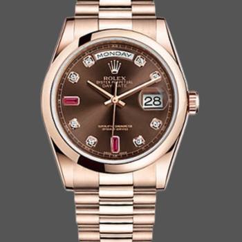 Rolex Day-Date 118205 Rose Gold Chocolate Brown Dial 36mm Unisex Watch (w15325714)