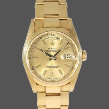 Rolex Day-Date 118208 champagne dial with gold indexes 36mm Unisex Watch (w15325717)