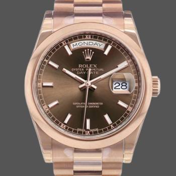 Rolex Day-Date 118205 Rose Gold Chocolate Dial 36mm Unisex Watch (w15325720)