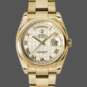 Rolex Day-Date 118208 Roman Numeral Pyramid Ivory Dial 36mm Unisex Watch (w15325722)