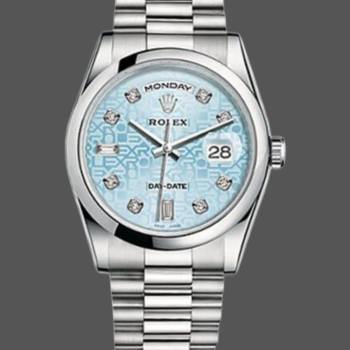 Rolex Day-Date 118206 Ice Blue Diamonds Dial 36mm Unisex Watch (w15325727)