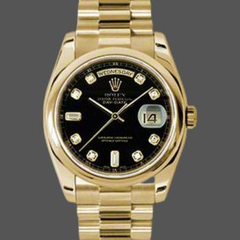 Rolex Day-Date 118208 Black Diamond Dial 36mm Unisex Watch (w15325729)