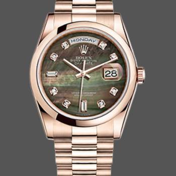 Rolex Day-Date 118205 Dark Mother of Pearl Black Dial 36mm Unisex Watch (w15325734)
