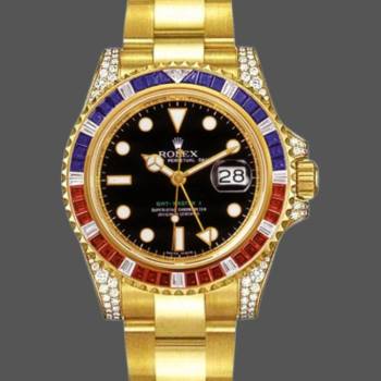 Rolex GMT-Master II 116758 Oyster Bracelet Black Dial Diamonds 40mm Mens Watch (w15325738)