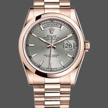 Rolex Day-Date 118205 Rose Gold Rhodium Grey Dial 36mm Unisex Watch (w15325744)