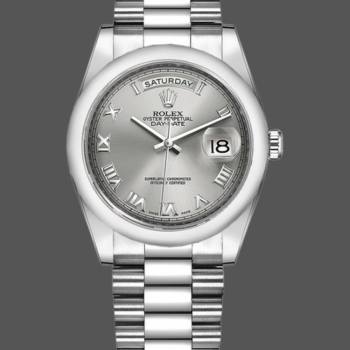Rolex Day-Date 118206 Rhodium Grey Dial Roman Numerals 36mm Unisex Watch (w15325746)