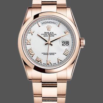 Rolex Day-Date 118205 White Roman Numeral Dial 36mm Unisex Watch (w15325750)