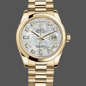 Rolex Day-Date 118208 Yellow Gold Mother of Pearl Diamond Dial 36mm Unisex Watch (w15325754)