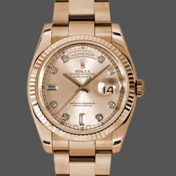 Rolex Day-Date 118235 Rose Gold Champagne Diamond Dial 36mm Unisex Watch (w15325757)