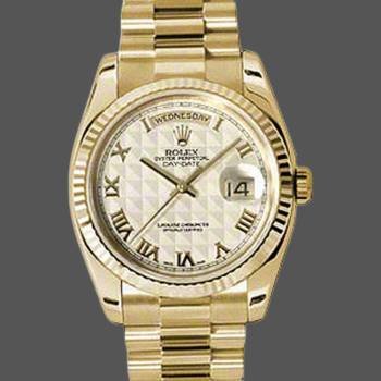 Rolex Day-Date 118238 Ivory Dial Fluted Bezel 36mm Unisex Watch (w15325762)