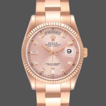 Rolex Day-Date 118235 Everose Gold Pink Diamond Dial 36mm Lady Watch (w15325763)