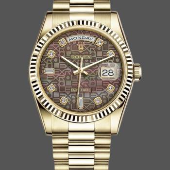 Rolex Day-Date 118238 Black Mother of Pearl Diamond Dial 36mm Unisex Watch (w15325771)