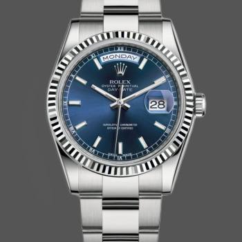 Rolex Day-Date 118239 White Gold Blue Dial Fluted Bezel 36mm Unisex Watch (w15325775)