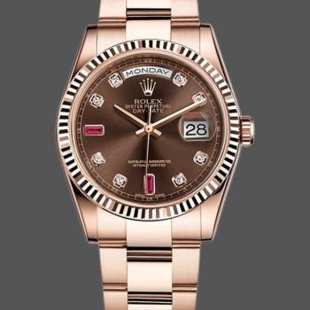 Rolex Day-Date 118235 Rose Gold Chocolate Diamond Dial 36mm Unisex Watch (w15325777)