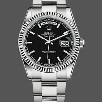 Rolex Day-Date 118239 Black Dial Fluted Bezel 36mm Unisex Watch (w15325782)