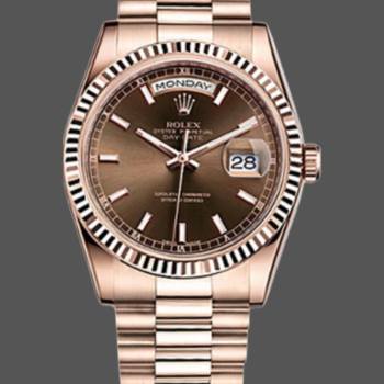 Rolex Day-Date 118235 Everose Gold Case Chocolate Dial 36mm Unisex Watch (w15325783)