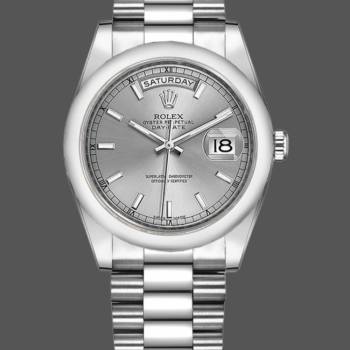 Rolex Day-Date 118209 Silver Dial White Gold 36mm Unisex Watch (w15325784)