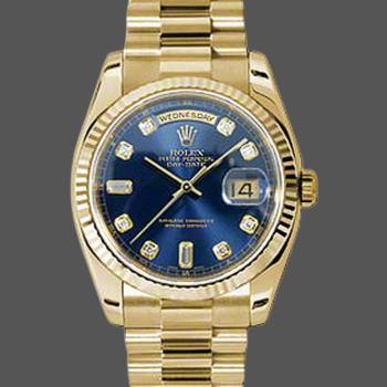 Rolex Day-Date 118238 Blue Diamond Dial Unisex Watch (w15325785)