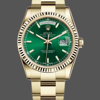 Rolex Day-Date 118238 Yellow Gold Green Dial 36mm Unisex Watch (w15325787)