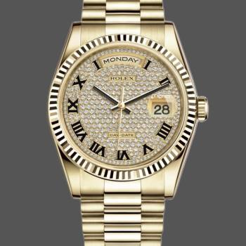 Rolex Day-Date 118238 Pave diamond dial 36mm Unisex Watch (w15325791)