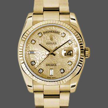Rolex Day-Date 118238 Champagne Jubilee Diamond Dial 36mm Unisex Watch (w15325799)
