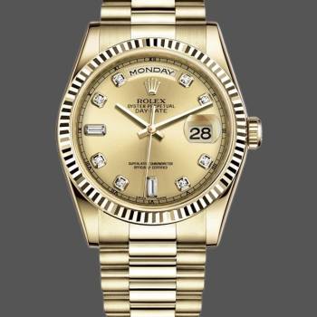 Rolex Day-Date 118238 Yellow Gold Diamond Champagne Dial 36mm Unisex Watch (w15325814)