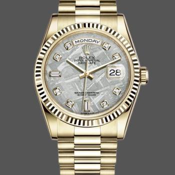 Rolex Day-Date 118238 Yellow Gold Diamond Meteorite Dial 36mm Unisex Watch (w15325816)