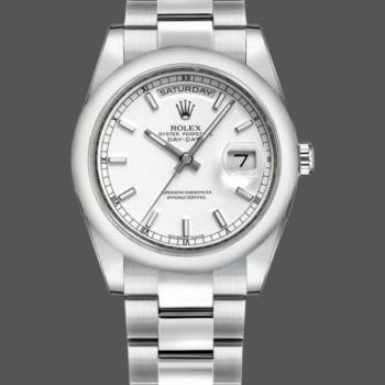 Rolex Day-Date 118209 White Gold Oyster Bracelet White Dial 36mm Unisex Watch (w15325817)