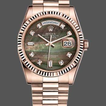 Rolex Day-Date 118235 MOP Black Dial 36mm Unisex Watch (w15325825)