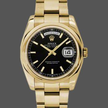 Rolex Day Date 118238 Yellow Gold Black Dial Stainless Steel 36mm Mens Watch (w15325826)