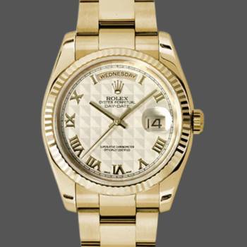 Rolex Day-Date 118238 Roman Numeral Pyramid Ivory Dial 36mm Unisex Watch (w15325827)