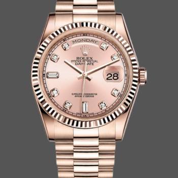 Rolex Day-Date 118235 Pink Diamond Dial 36mm Lady Watch (w15325831)
