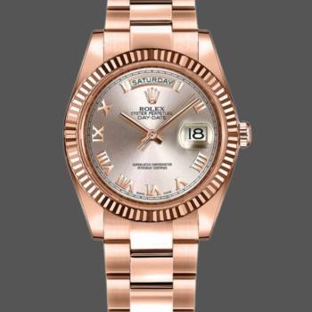Rolex Day-Date 118235 Pink Roman Numeral dial Fluted Bezel 36mm Lady Watch (w15325836)