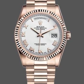 Rolex Day-Date 118235 White Dial Fluted Bezel 36mm Unisex Watch (w15325837)