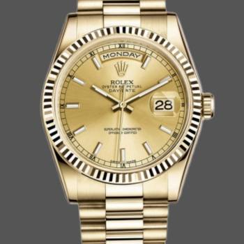 Rolex Day-Date 118238 Fluted Bezel Champagne Dial 36mm Unisex Watch (w15325839)