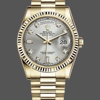 Rolex Day-Date 118238 Silver Diamond Dial 36mm Unisex Watch (w15325844)