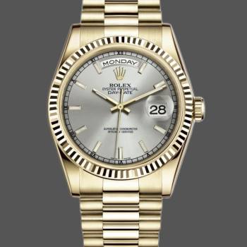 Rolex Day-Date 118238 Silver dial Fluted Bezel 36mm Unisex Watch (w15325848)